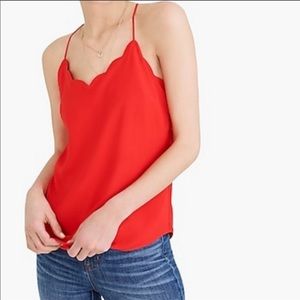 J crew red scallop tank